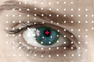 eye emergency - an eye with a red cross